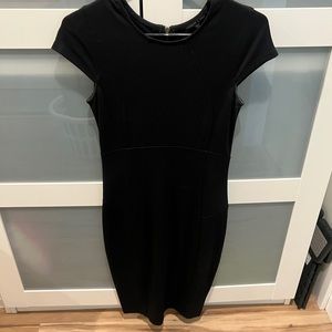 Black cap sleeve midi dress with zipped down the back! Size small